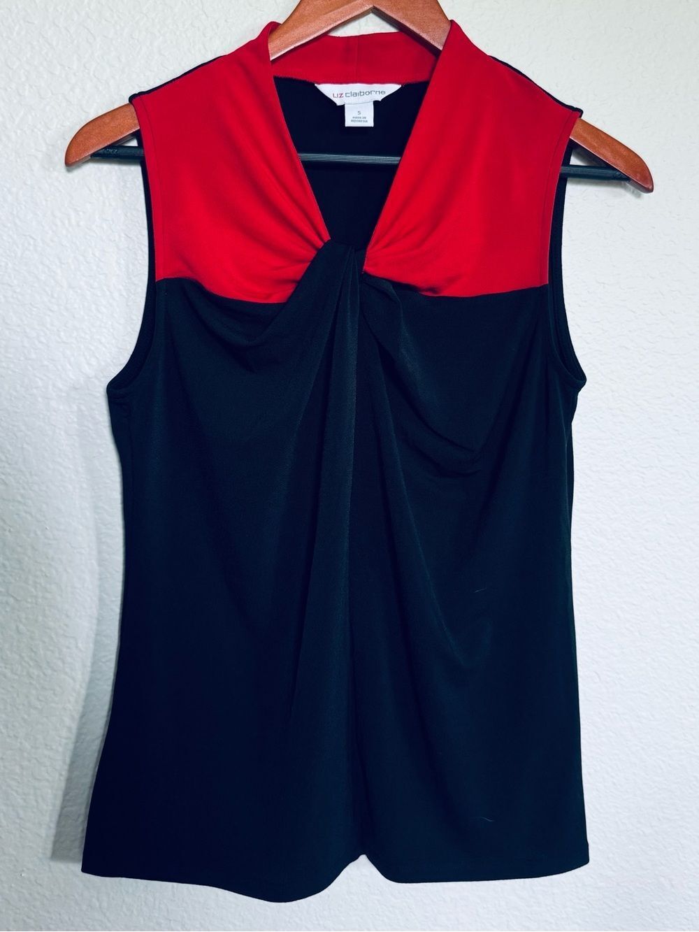 Liz Claiborne Black Red Color Block Sleeveless Tank Top Blouse S